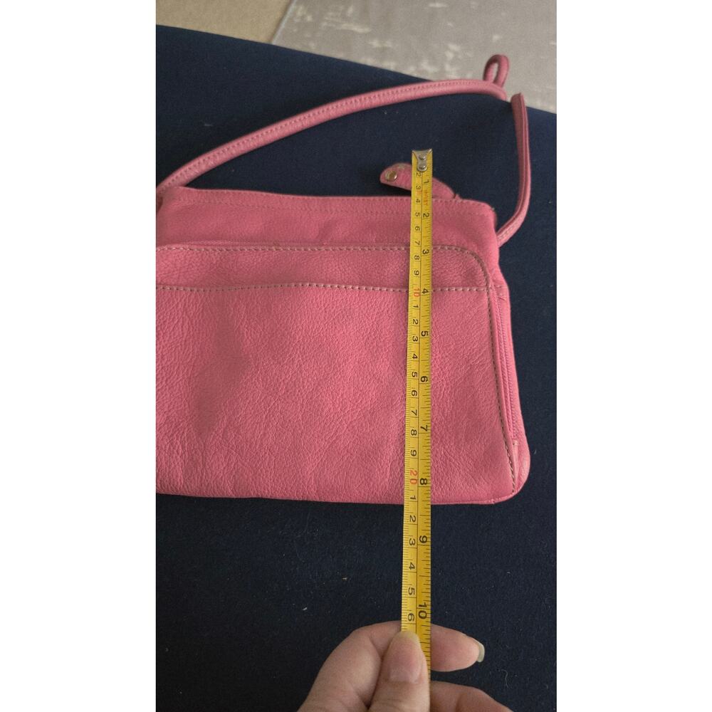 Tignanello Pink Crossbody Wallet Organizer Bag Pebbled Leather Slim Like New - Picture 7 of 9